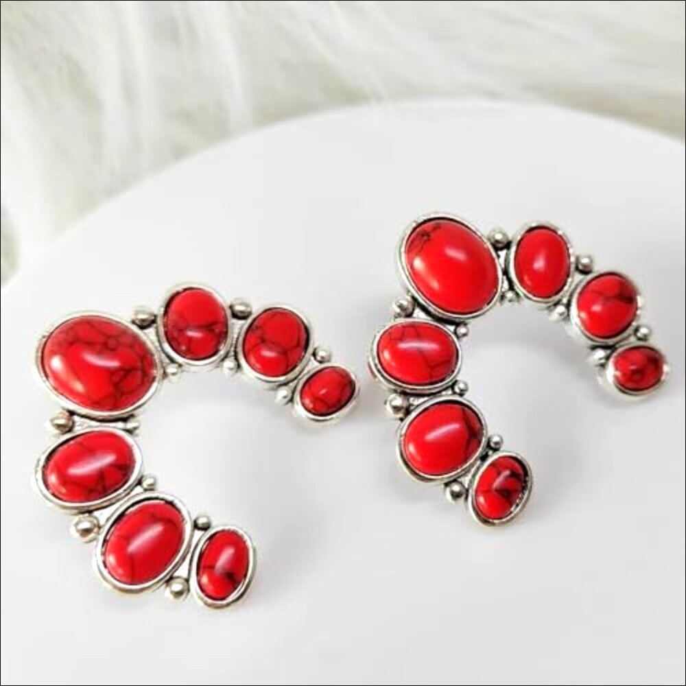 Turquoise Dangle Metal Large Oval Statement Teard… - image 3